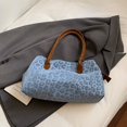 thumbnail image 4 of Hfppkn Leopard Print PU Leather Slouchy Tote Bag Short Handle Underarm Shoulder Handbag for Women 36x12x20cm Blue, 4 of 7