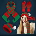 thumbnail image 6 of Christmas Knitted Hat Scarf 3-Piece Set Bell Decoration Set Head Hat Red Green, 6 of 7