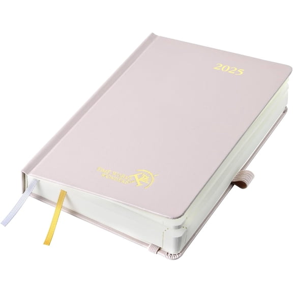 POPRUN 2025 Daily Planner A5-5.5" x 8.5" Planners & Appointment Book, Hardcover with Storage Pocket, Monthly Tabs, Pen Holder - Light Pink