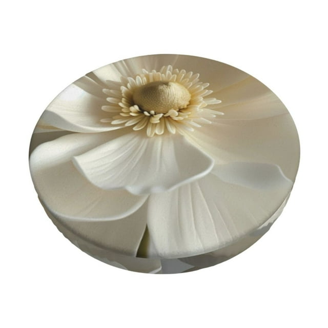 Balery Elegant Ivory Flower Fundas de asiento para taburete de bar redondo de tela de terciopelo ajustables que protegen de arañazos y manchas para sillas de 14 a 17 pulgadas.-14 inch