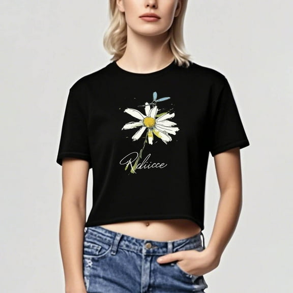 BEFOKA Womens T-Shirt, Summer Tops Short Sleeve Crew Neck Floral Print Lightweight Tops & Blouses Summer Going Out Tops Loose Fits Tshirts for Women Size S-XL