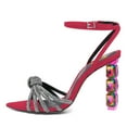 thumbnail image 2 of FSJ Women Sexy Pointed Open Toe Crystal High Heels Strap Knot Buckled Ankle Strap Sandals Cocktail Party Dressy Shoes Size 6 Crimson, 2 of 4