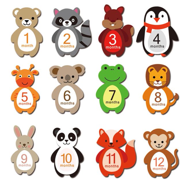 Pegatinas Del Mes De La Maternidad 12 unids/set 1-12 meses etiqueta de número accesorios de accesorios de fotografía TZ-DW1-YF Sywqhk Libre de BPA