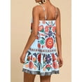 thumbnail image 6 of Women'S Floral Boho Flowy Mini - Dress Ruffle Hem Spaghetti Strap Vacation Tank Dresses  Blue XL, 6 of 7