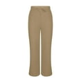 thumbnail image 6 of Horkkom Linen Pants Women Solid Color Elastic Waist Wide Leg Pants Summer Loose Flowy Casual Pants with Pockets Drawstring L, 6 of 10