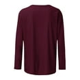 thumbnail image 3 of Chbgutlmr Long Sleeve Shirts for Women Dressy Casual Basic Solid Color Tops Crewneck Comfy Blouses Fall, 3 of 5