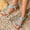 Blue, variant on Summer Flat Bottomed Rhinestone Comfortable Seaside Open Toe Beach Sandals, Wide Foot Sandals For Women Dressy, Lightweight Sparkly Slide Design For Summer Going Out Shoes