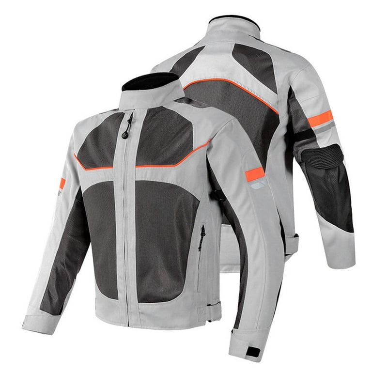 Motorcycle Riding Jacket Motocross Jacket Impact Protection Reflective  Breathable Mesh Protective Gear Coat for Motorbike Riding Summer Gray 3XL 