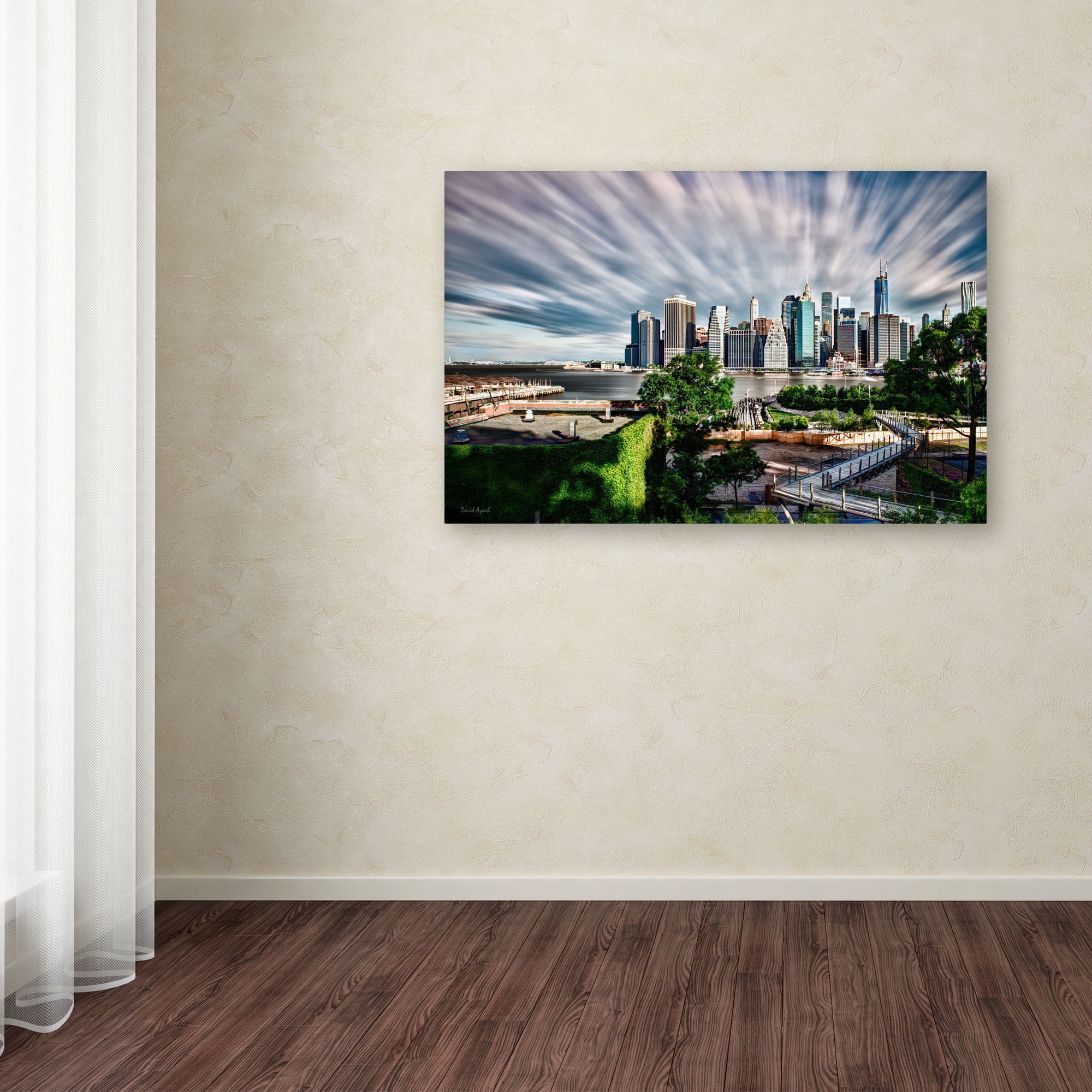 Trademark Fine Art "Brooklyn Bridge Park and Financial District - III" Canvas Art by David Ayash