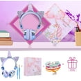 thumbnail image 3 of Unicorn Kids Headphones for Girls Children Toddler Teens, Cat Ear Wired Headphones w/Microphone 3.5mm Jack, Over On Ear Headset for School Birthday Gift, Christmas Unicorn Gift for Girls Kids TCJJ, 3 of 7