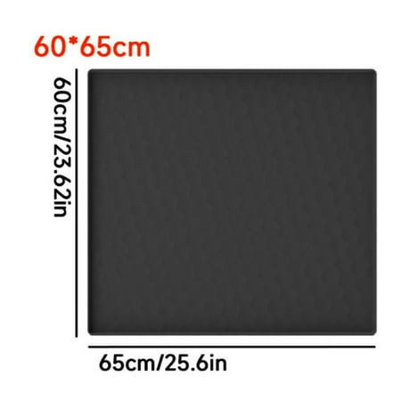 Fridge Silicone Mat with Raised Edge Under Refrigerator Mat Protect Carpet 65*60cm Black