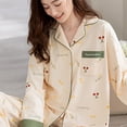 thumbnail image 4 of Fiudx Pijama de Estar Por Casa, Cómodo Cárdigan de Manga Larga, Elegante Pantalón con Relleno En El Pecho, Suave Tejido de Algodón, Ideal para Dormir o Ropa Informal, Colección Primavera-Verano para, 4 of 6
