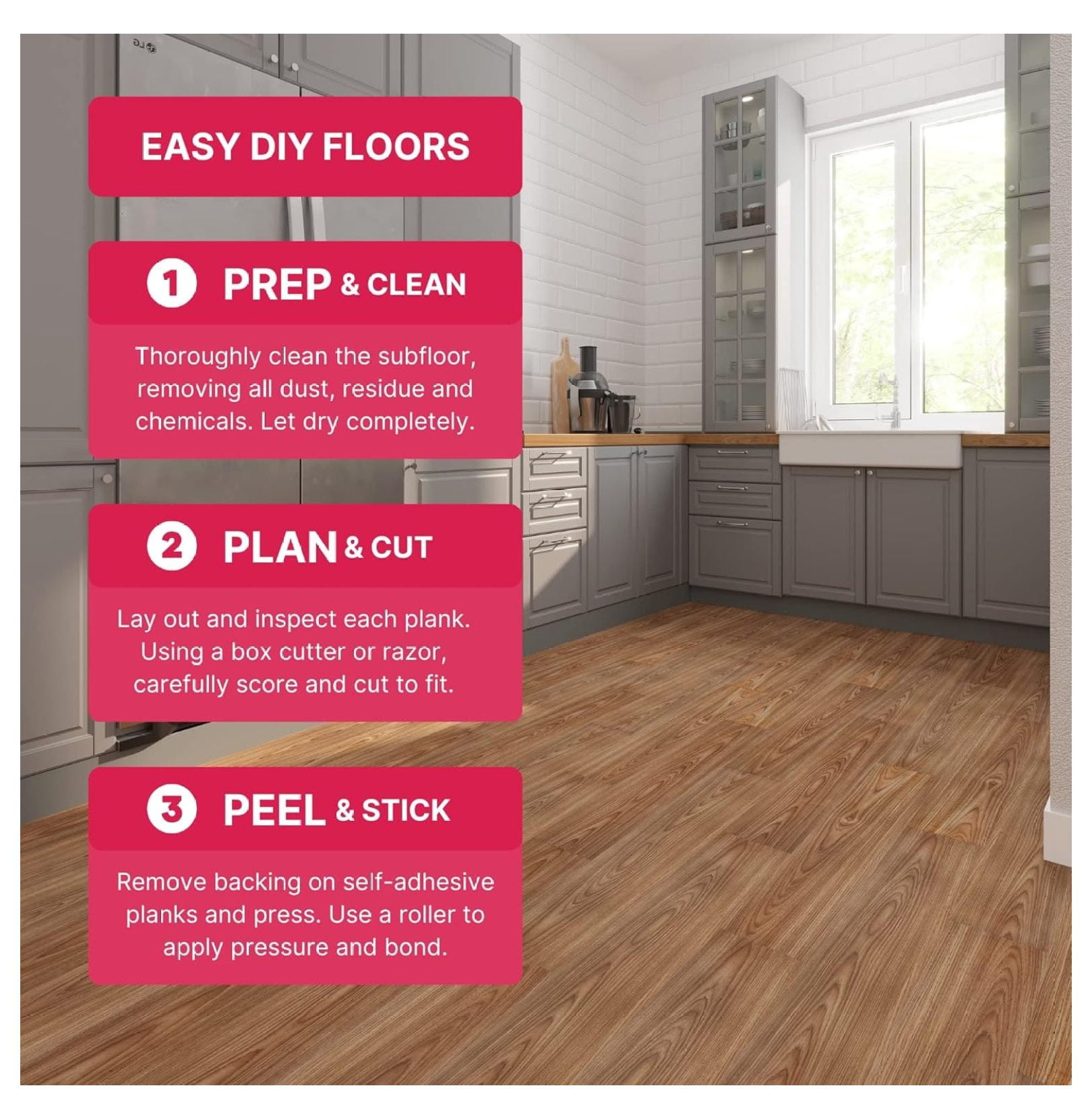 Luxury Vinyl Floor Tiles-Peel & Stick Adhesive Flooring for DIY Installation-Sample Wood-Look Plank-6 inch x 12 inch