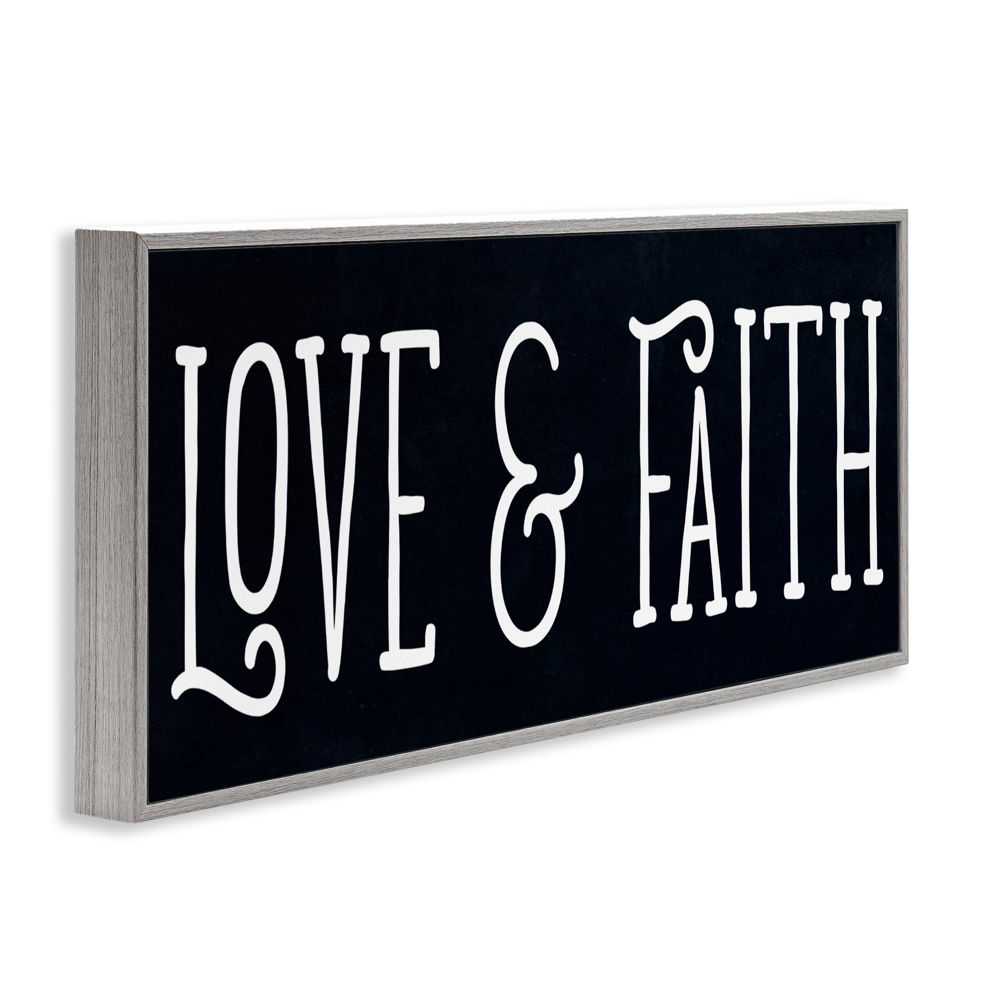 Stupell Industries Love & Faith on Black Gray Framed Giclee Art, design by SD Graphics Studio