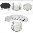 thumbnail image 4 of Set of 6 Stainless Steel Round Coasters with Holder & Sponge Bottom, Silver Metal Cup Coasters Set Stunning Cool Coaster Cups, 4 of 5