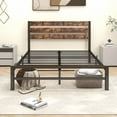 Full Size Metal Bed Frame, Modern Platform Bed Frame with Headboard