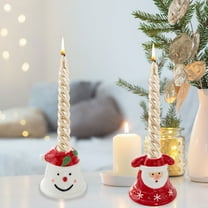Santa Claus Snowman Ceramic Candle Holders Festive Romantic Ceramic Decorative Candlestick Candlelight Candle Stand for Xmas Holiday Wedding Dinner Ambiance Accessory Party Decor