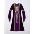 thumbnail image 3 of inlzdz Medieval Renaissance Princess Costume for Girls Gothic Vintage Long Maxi Dress Halloween Purple 14, 3 of 7