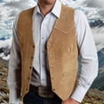 thumbnail image 6 of 1. Men's Western Suedes Vest Cowboy Fitted Waistcoat Sleeveless with Pockets for Weddings, Party & Daily Wear, 6 of 8