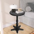 thumbnail image 6 of Round Wood Pedestal Side Table - Vintage Accent Nightstand for Living Room, Bedroom (Black), 6 of 10