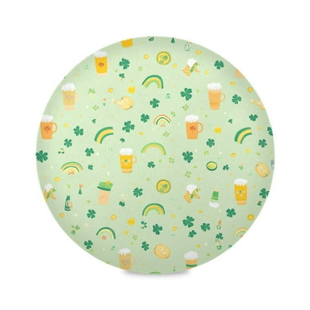 

WOBOGO Pattern with Rainbows Shamrocks and Leprechaun Hat Round Placemats Set of 4 Heat Resistant Washable Kitchen Table Decorations 15.4in