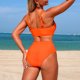 thumbnail image 5 of Trajes de baño Amzcrzy Tankini para mujer, trajes de baño, trajes de baño, moda para mujer, mono ajustado de color sólido, traje de baño deportivo para surf, conjuntos de bikinis naranja, M, 5 of 8