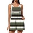 thumbnail image 2 of Feancey Casual Overalls Shorts for Women Sleeveless Striped Short Jumpsuits Button Adjustable Strap Beach Rompers with Pockets Army Green XXL, 2 of 8