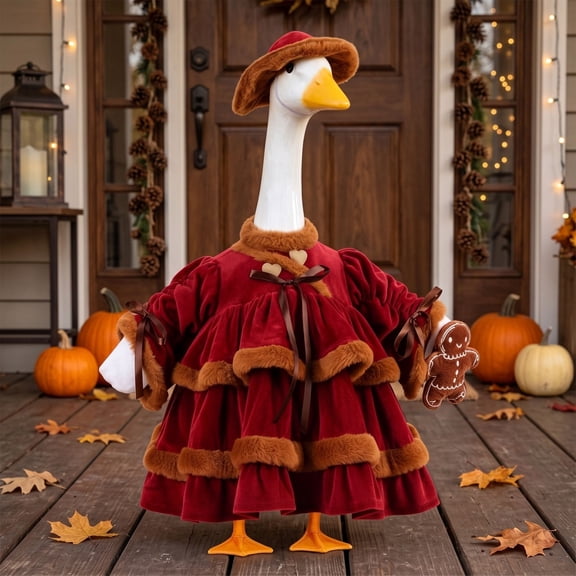 AZXY Fall Porch Goose Outfit, 23‑Inch Goose Costume for Porch Goose, Goose Clothes for Cement Plastic Lawn Goose Statue, Goose Clothing Accessory, Fall Decor for Yard Lawn Patio Garden Home