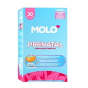 Molo Prenatal Multi-Vitamin Drink Mix with CoQ10 & DHA, Sweet Orange, 30 pack