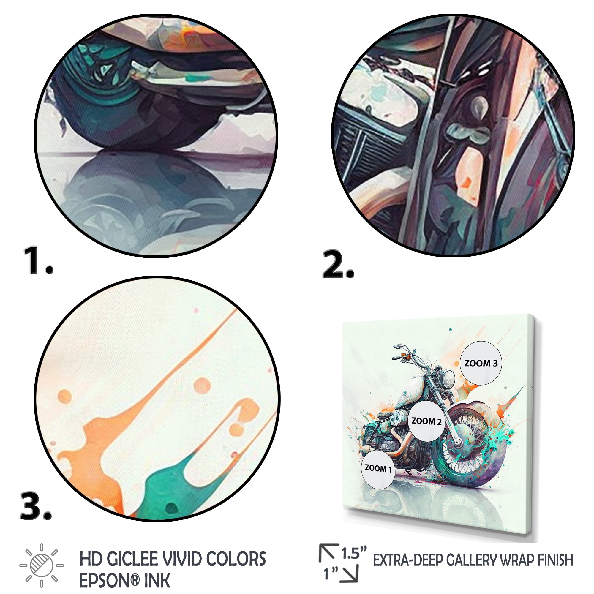 Designart Modern Vibrant Motorcycle Canvas Wall Art