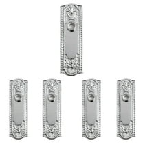 Renovators Supply 7 1/4 in. Door Backplate without Key Hole Chrome Finish Brass Door Plate Powder Coated Ornate Beaded style w/Spindle Hole for Door Knobs Pack of 4