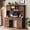 Brown, variant on Mintazer Farmhouse Executive Desk with Storage Cabinets & Charging Station, Computer Desk with 2 Sliding Barn Doors and 5 Drawers & Adjustable Shelf for Home Office, Walnut