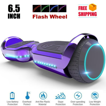 6.5'' Hoverboard with Front/Back LED with Bluetooth Speaker, Self-Balance Flash Wheel, UL Chrome Purple