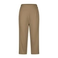 thumbnail image 7 of BXINGOHAI Women Summer Capri Pants Casual Wide Leg Elastic Waist Lightweight Cropped Loose Pants with Pockets Khaki 4XL, 7 of 7