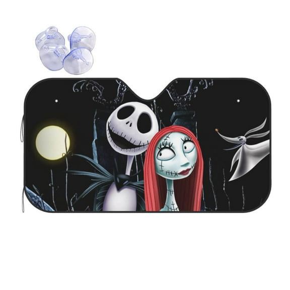 Front Windshield Sun Shade The Nightmare Before Christmas Folding Shield UV Ray Blocks Visor Protector for Car Truck SUV Medium