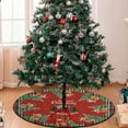 thumbnail image 4 of 15.74'' Buffalo Plaid Christmas Tree Skirt Merry Christmas Dog Christmas Tree Pattern Rustic Farmhouse Christmas Tree Skirt Mat for New Year Xmas Party Decorations Home Yard Ornaments, 4 of 7