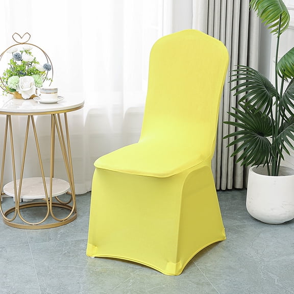 Xiao Hua Light Yellow party elastic chair cover -1 piece, 17.72 × 17.72 × 37.4 inches, thick wrinkle resistant elastic fabric, decorative chair cover for wedding banquets and family parties
