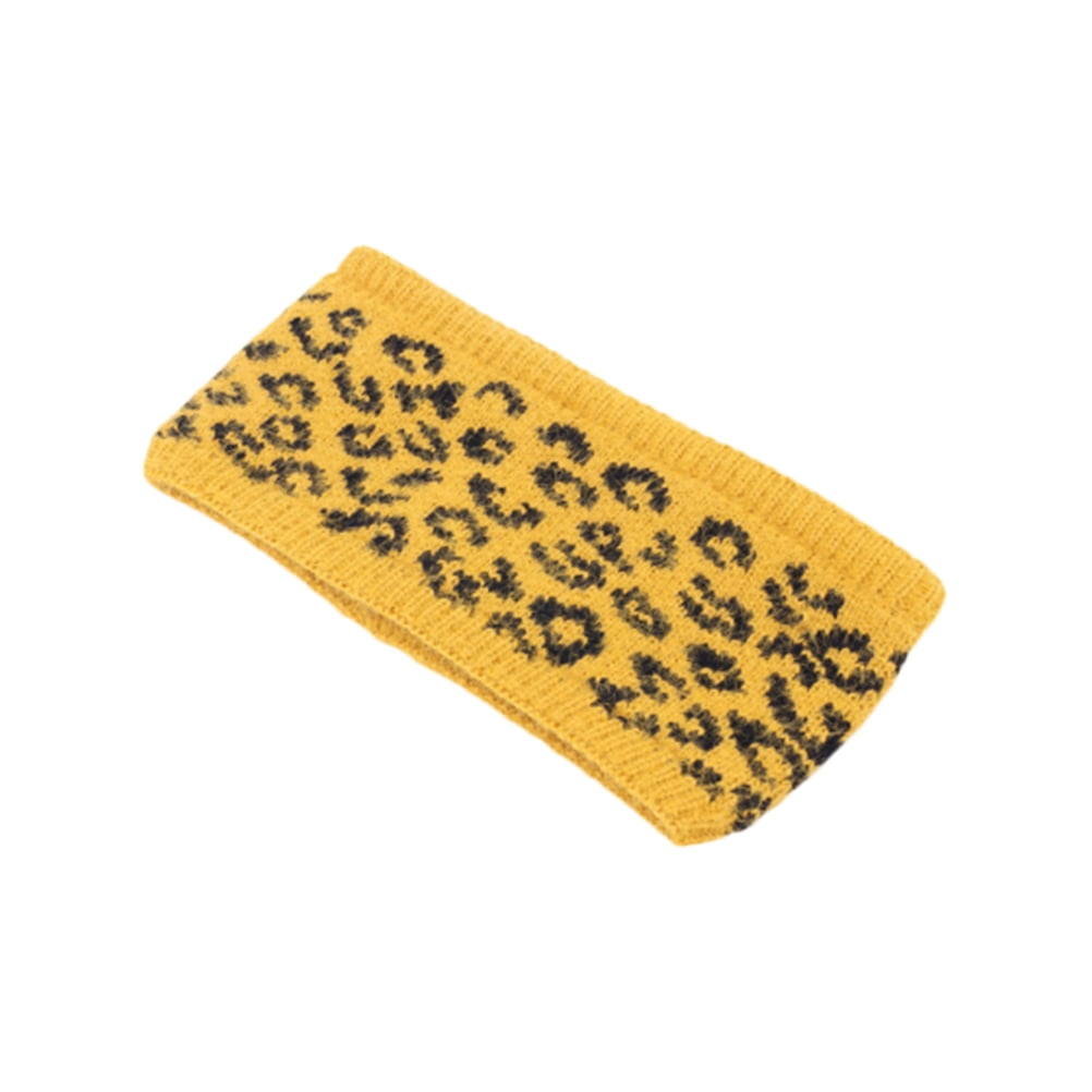 NUOLUX Imitated Mink Wool Headbands Fashion Leopard Pattern Hair Band Thicken Knitted Headwrap