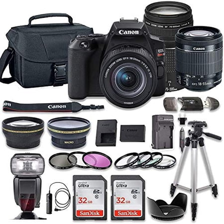 Canon EOS Rebel SL3 DSLR Camera with Canon EF-S 18-55mm f/4-5.6 is STM Lens + Canon 75-300mm f/4-5.6 III Lens + 2 Aux Lenses + 2 Pcs 32GB Memory Card + Premium Accessories Bundle (19 Items)