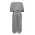 thumbnail image 7 of BESEW7 Off Shoulder Jumpsuits for Women, Summer Casual Loose Rompers with Pockets Roll Up Sleeve Elastic Waist for Daily Beach Vacation Gray L, 7 of 7