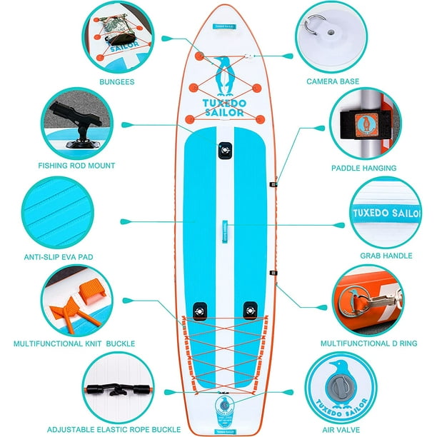 Tuxedo Sailor Inflatable Paddle Board Inflatable SUP Inflatable Stand Up  Paddle Board Kids Paddle Board with Paddle Board Accessories for Fishing  Yoga Tourism Surfing and Racing… 