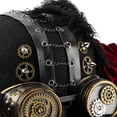 thumbnail image 4 of Jiibva Unisex Steampunk Top Hat Victorian Round With Goggles Gear Chain And Rose Flower Gothic Headpiece For Halloween, 4 of 7