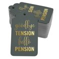 thumbnail image 1 of Inkdotpot Gold Foil Paper Hang Tags Good Bye Tension Hello Pension Retirement Favor Tags 100 Pieces, 1 of 6