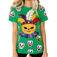thumbnail image 1 of Camiseta de Manga Corta con Cuello de Tripulación de Impresión de Payaso Casual para Fiesta de Carnaval Verano Diario, 1 of 7
