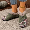 thumbnail image 6 of YLYL Women Suede Loafers Low Heel Floral Embroidery Wide Width Causal Dressy Slip on Winter Walking Shoes, 6 of 8