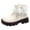 Beige, variant on Kids Girls Snow Boots Cute Pearl Lace Bowknot Furry Lined Round Toe Winter Zipper Booties Antislip Lug Sole Platform Dress Ankle Boots 1 Big Kid Beige