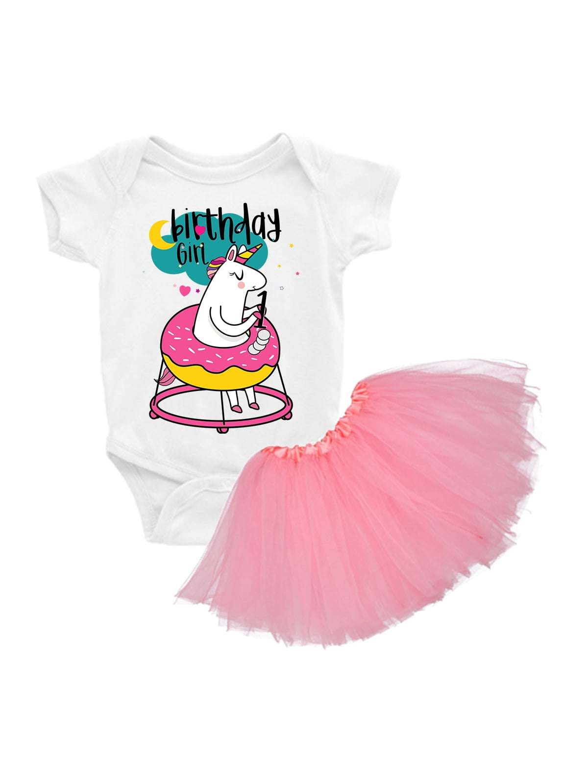 Dance Ballet Ballerina Pink 1st First Infant Birthday Girl Tutu Shirt Outfit 