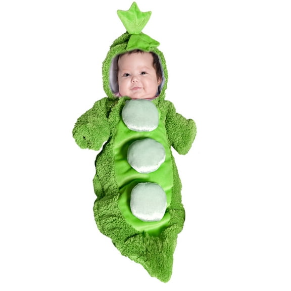 Underwraps Plush Pea in a Pod Farmer Vegetable Halloween Fancy-Dress Costume for Infant, Newborn