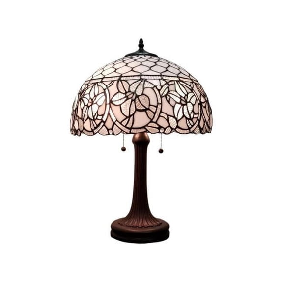 Amora Lighting Tiffany Style Table Lamp 24" Tall Stained Glass White Decor Nightstand Bedroom Handmade Gift AM273TL16B