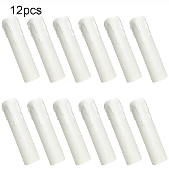 candelabra base white e candle socket covers with realistic wax beads, 12 pcs